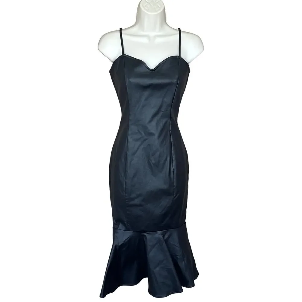 Unique Vintage | Dresses | Unique Vintage Black Stretch Faux Leather Mermaid Wiggle Dress S Nwt